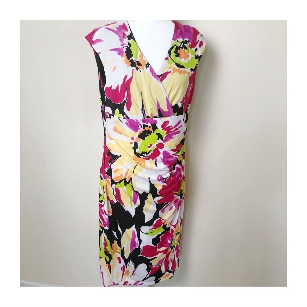 Ronni Nicole Hibiscus Print Midi Dress